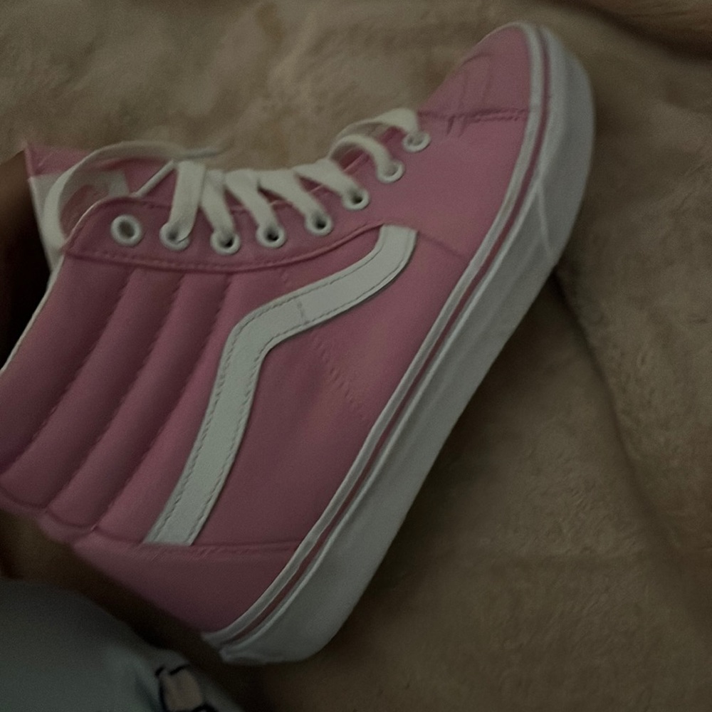 Pink , vans white laces size 9.5 women